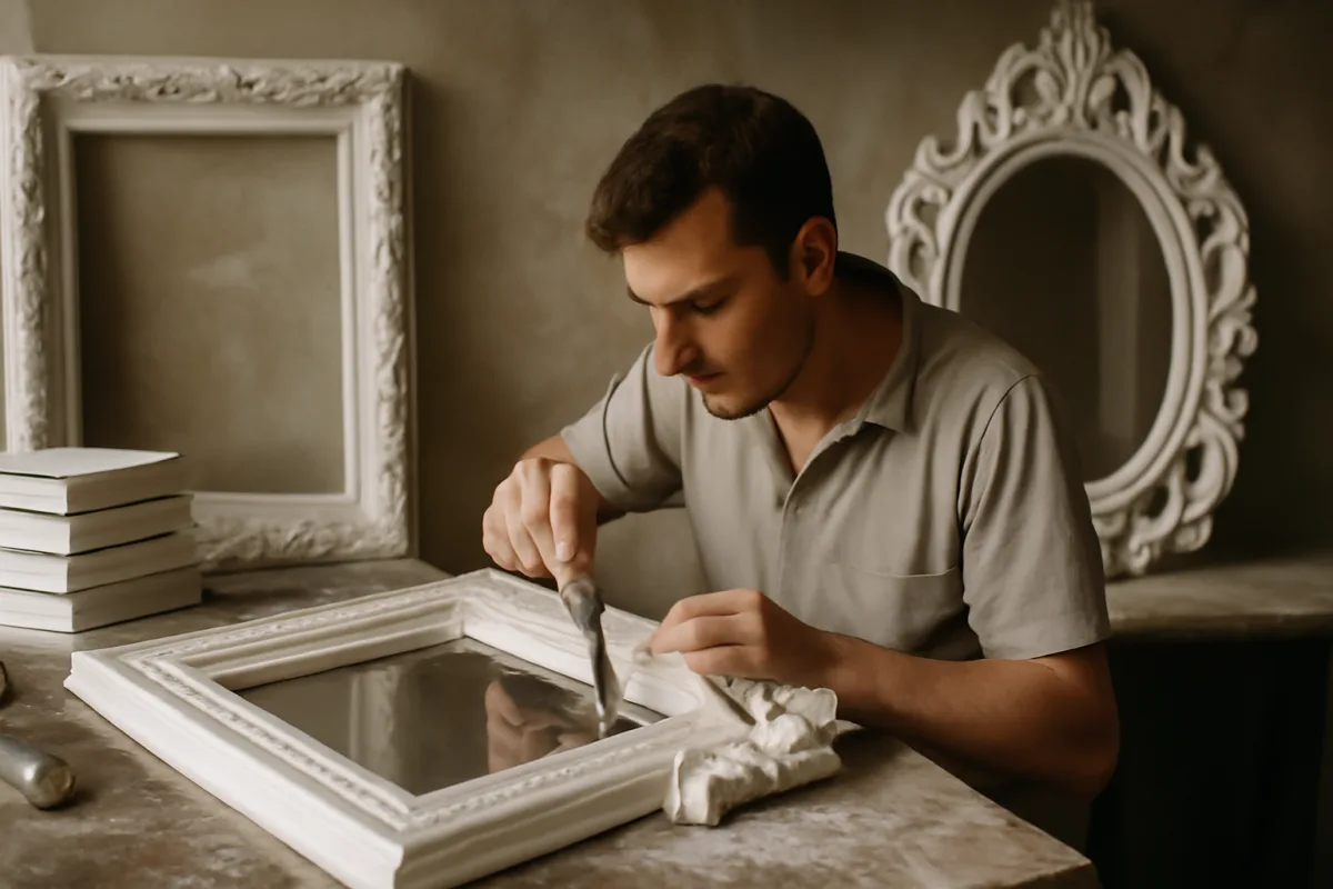 Cornici artigianali in gesso: personalizza quadri e specchi con lavorazioni che non passano inosservate